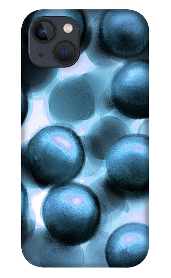Digital Art iPhone 13 Case featuring the digital art Blue Balls by Artful Oasis