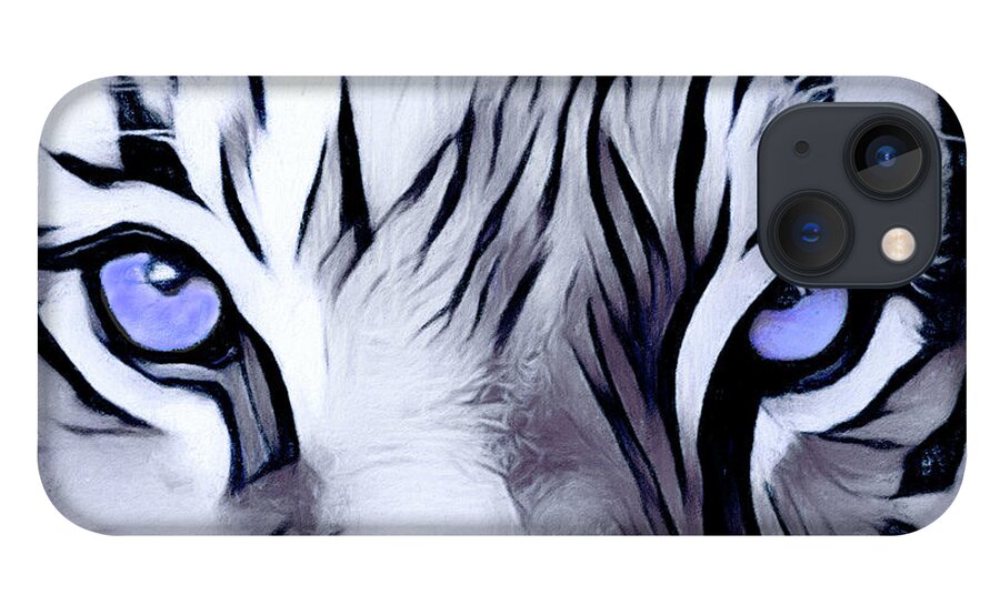 Blue-eyed iPhone 13 Case featuring the painting Blue Eyed Tiger by Alicia Hollinger