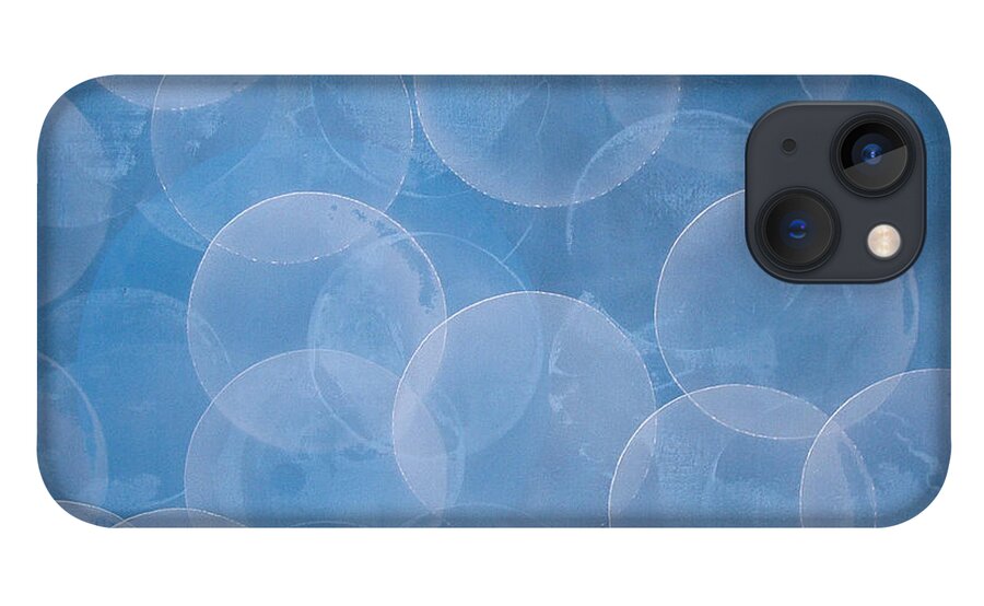 Abstract iPhone 13 Case featuring the painting Blue by Jitka Anlaufova