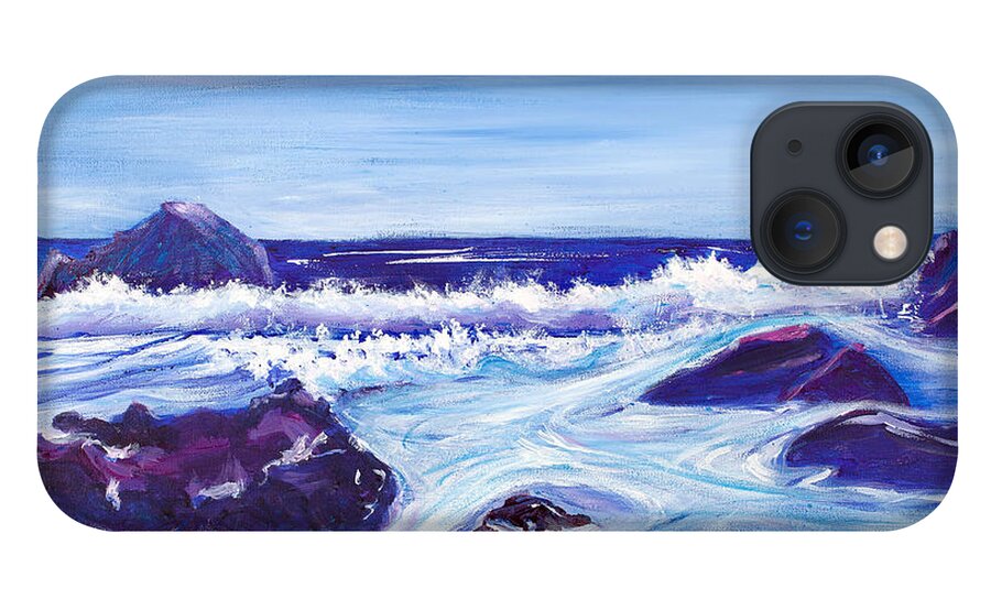 Ocean Scene iPhone 13 Case featuring the painting Blue Ocean 16 x 20 by Santana Star