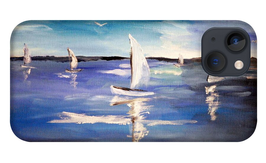 Blue iPhone 13 Case featuring the painting Blue Sailing by Phil Burton
