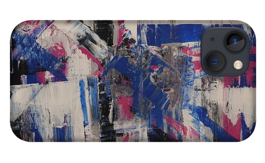 Abstract iPhone 13 Case featuring the painting Blue Vision by Jimmy Clark