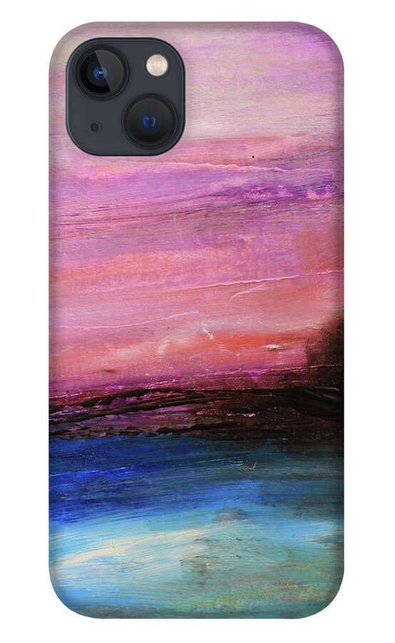 Pink iPhone 13 Case featuring the painting Blue Water Abstract by April Burton