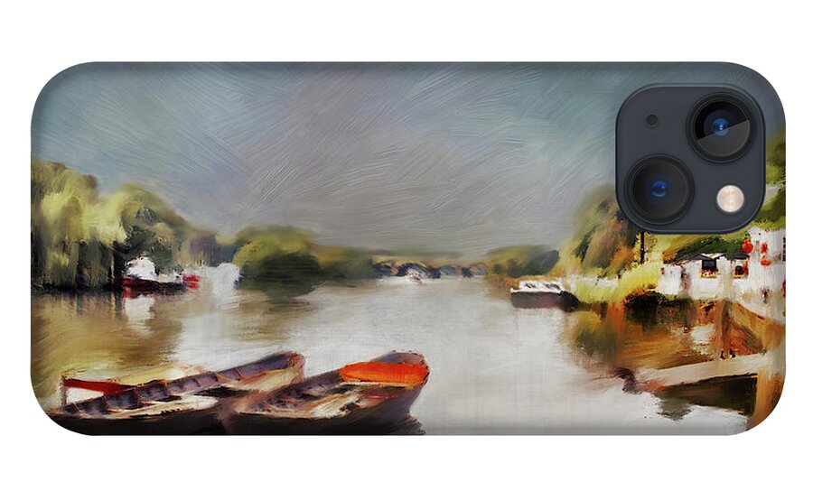 Richmond iPhone 13 Case featuring the digital art Boats on the River at Richmond II by Nicky Jameson