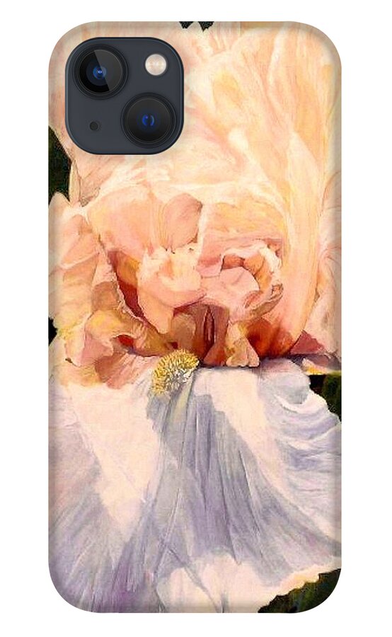  Botanical iPhone 13 Case featuring the painting Botanical Peach Iris by Laurie Rohner