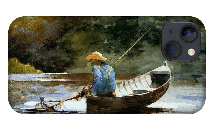 Winslow Homer - Boy Fishing (1892) iPhone 13 Case featuring the painting Boy Fishing by MotionAge Designs
