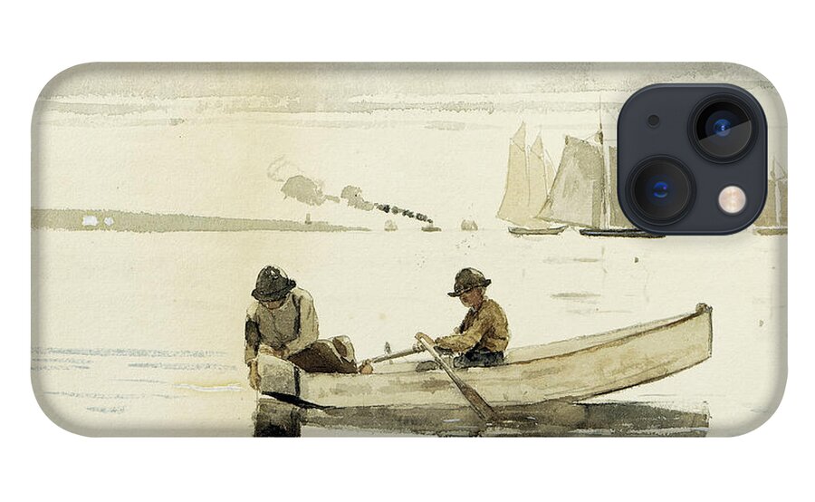 Winslow Homer iPhone 13 Case featuring the drawing Boys Fishing by Winslow Homer