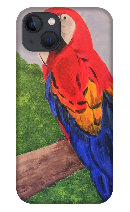 Brazil iPhone 13 Case featuring the painting Brazilian Parrot by Nancy Sisco
