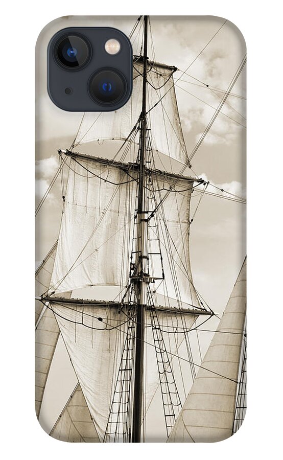 Brigantine iPhone 13 Case featuring the photograph Brigantine Tallship Fritha Sails and Rigging by Dustin K Ryan