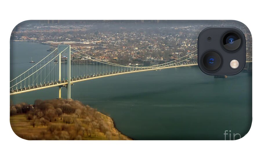 Travel iPhone 13 Case featuring the photograph Bronx Whitestone Bridge Aerial Photo in New York City by David Oppenheimer