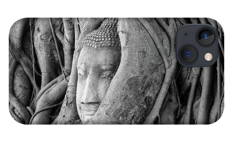 Buddha iPhone 13 Case featuring the photograph Buddha Head in a Tree, Thailand by Aashish Vaidya