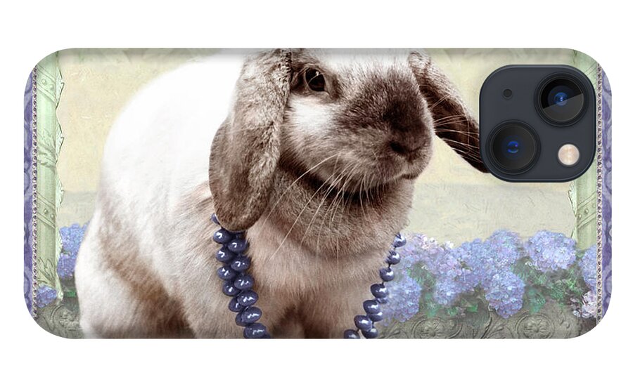  iPhone 13 Case featuring the photograph Bunny Wears Beads by Adele Aron Greenspun