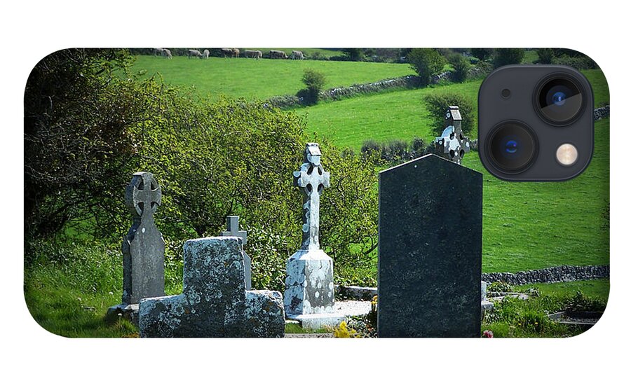 Irish iPhone 13 Case featuring the photograph Burren Crosses County Clare Ireland by Teresa Mucha