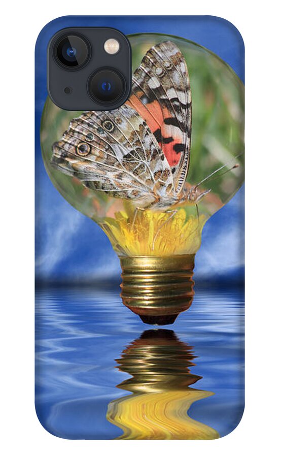 Butterfly iPhone 13 Case featuring the photograph Butterfly In Lightbulb - Landscape by Shane Bechler