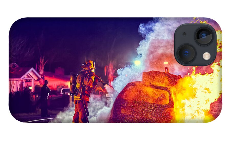 Car On Fire iPhone 13 Case featuring the photograph Car Arson by TC Morgan