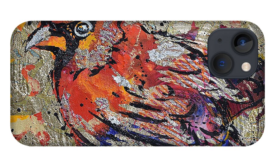 Cardinal iPhone 13 Case featuring the painting Cardinal by Jyotika Shroff