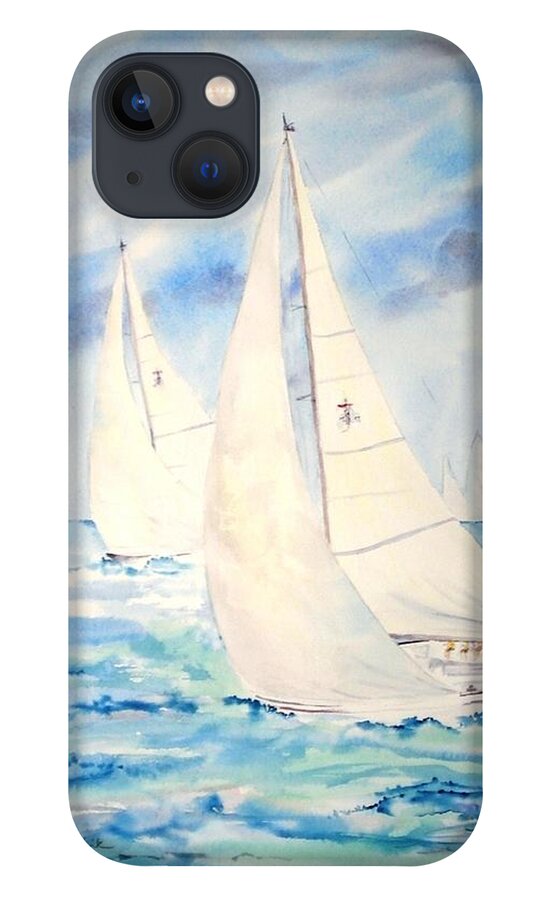 Sailing iPhone 13 Case featuring the painting Caribbean Racing by Diane Kirk