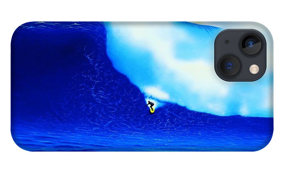 Surfing iPhone 13 Case featuring the painting Mavericks 2001 by John Kaelin