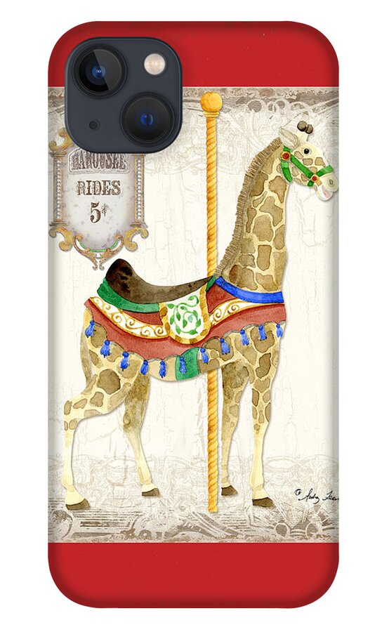 Carousel iPhone 13 Case featuring the painting Carousel Dreams - Giraffe by Audrey Jeanne Roberts