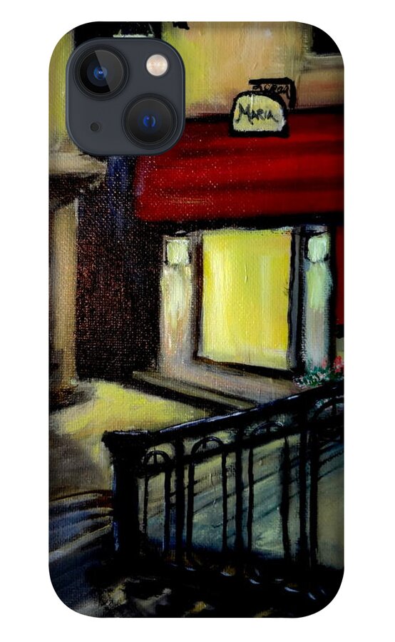 Venice iPhone 13 Case featuring the painting Casa Maria Venice Street at Night by Katy Hawk