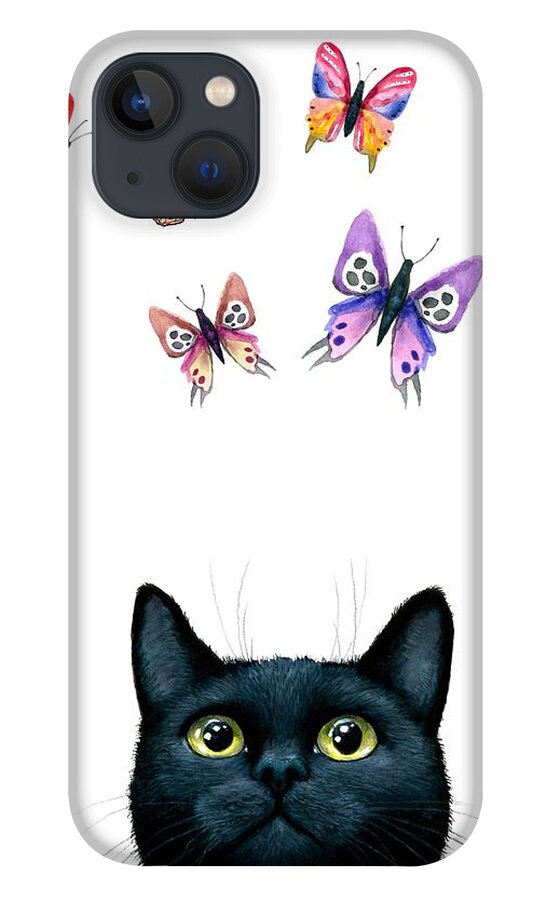 Cat iPhone 13 Case featuring the painting Cat 606 by Lucie Dumas