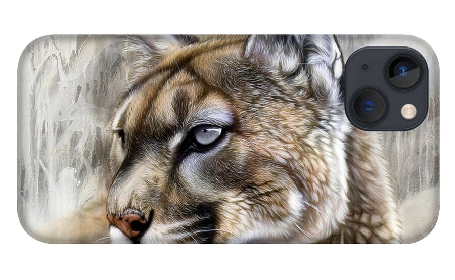 Acrylic iPhone 13 Case featuring the painting Catamount by Sandi Baker