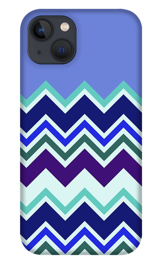 Lavender iPhone 13 Case featuring the digital art Chevron Lavender Turquoise Blue Purple Zigzag Pattern by Beverly Claire Kaiya
