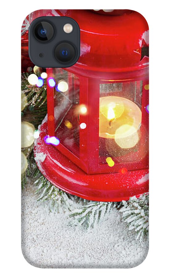 Christmas iPhone 13 Case featuring the photograph Christmas Red Lantern by Anastasy Yarmolovich
