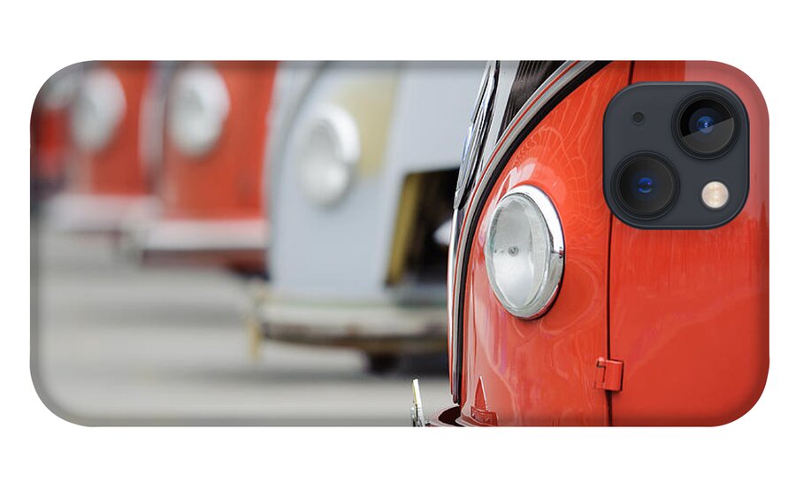 Barndoor iPhone 13 Case featuring the photograph Classic Barndoor Buses in a Long Row by Richard Kimbrough