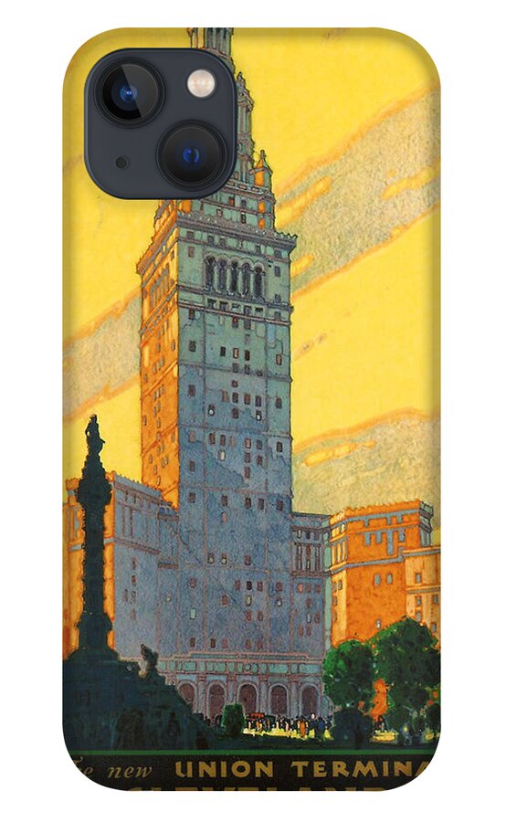 Cleveland iPhone 13 Case featuring the digital art Cleveland - Vintage Travel by Georgia Clare
