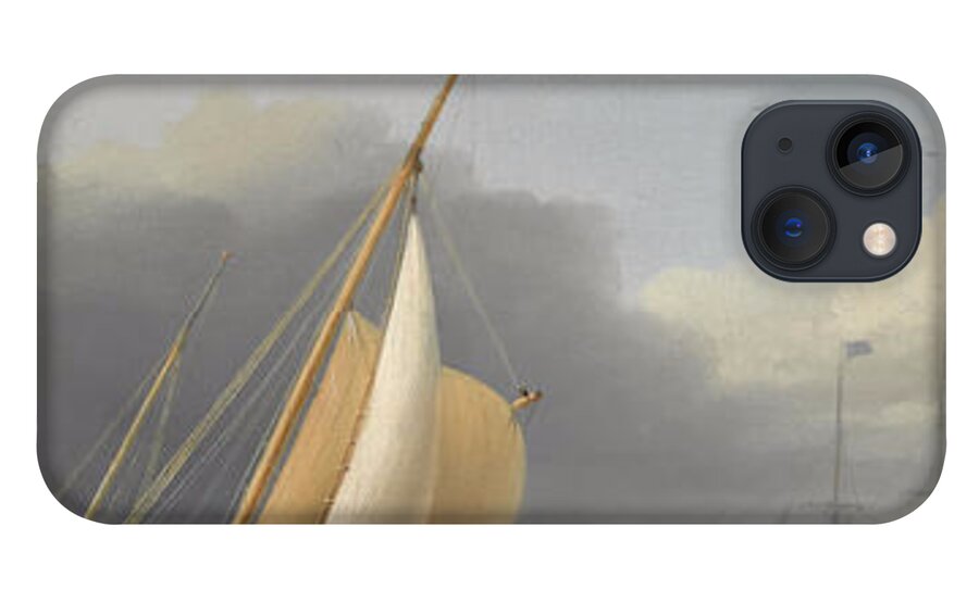 Dominic Serres (british 1722-1793) Coastal Shipping In Rough Seas iPhone 13 Case featuring the painting Coastal shipping in rough seas by MotionAge Designs