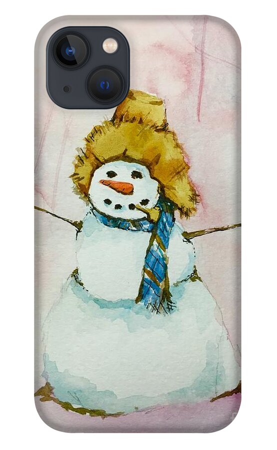 Snow iPhone 13 Case featuring the painting Cody's First Frosty by Lynn Babineau
