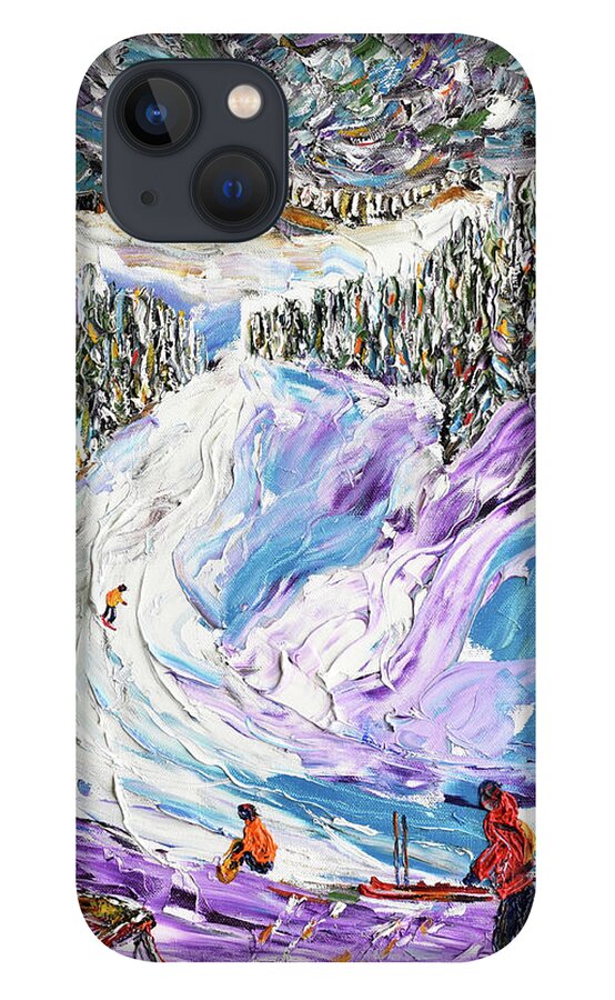 Morzine iPhone 13 Case featuring the painting Coffe Stop on Crots by Pete Caswell