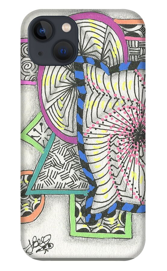 Color iPhone 13 Case featuring the drawing Colored Frames by Jan Steinle