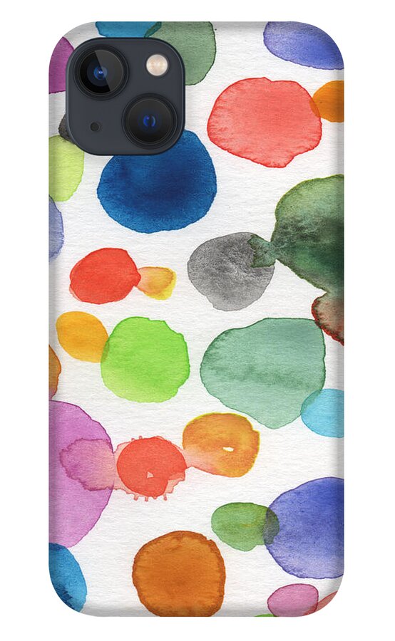 Abstract Watercolor Art iPhone 13 Case featuring the painting Colorful Bubbles by Linda Woods