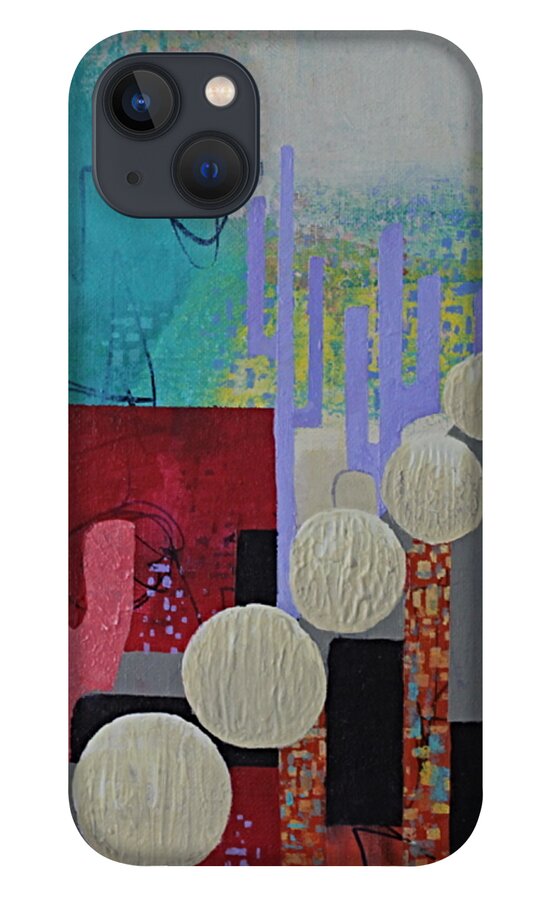 Abstract iPhone 13 Case featuring the painting Colorful Desert by April Burton