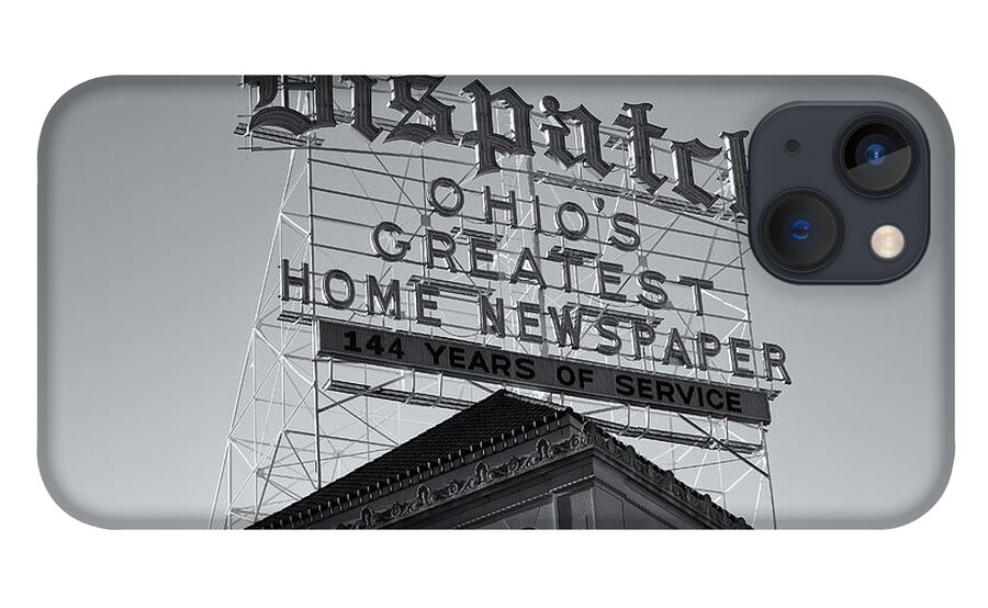 Clarence Holmes iPhone 13 Case featuring the photograph Columbus Dispatch Roof Top Sign II by Clarence Holmes