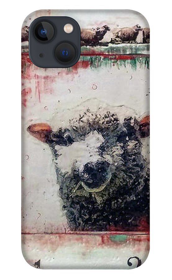 Sheep iPhone 13 Case featuring the painting Counting Sheep by Laurie Tietjen