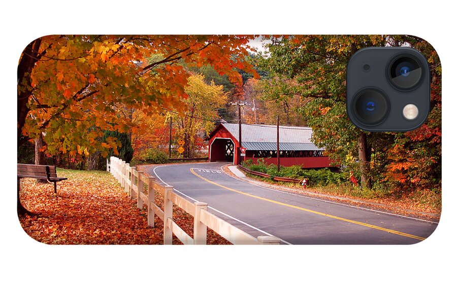 Fall Color iPhone 13 Case featuring the photograph Covered Bridge in Brattleboro VT by Jack Schultz