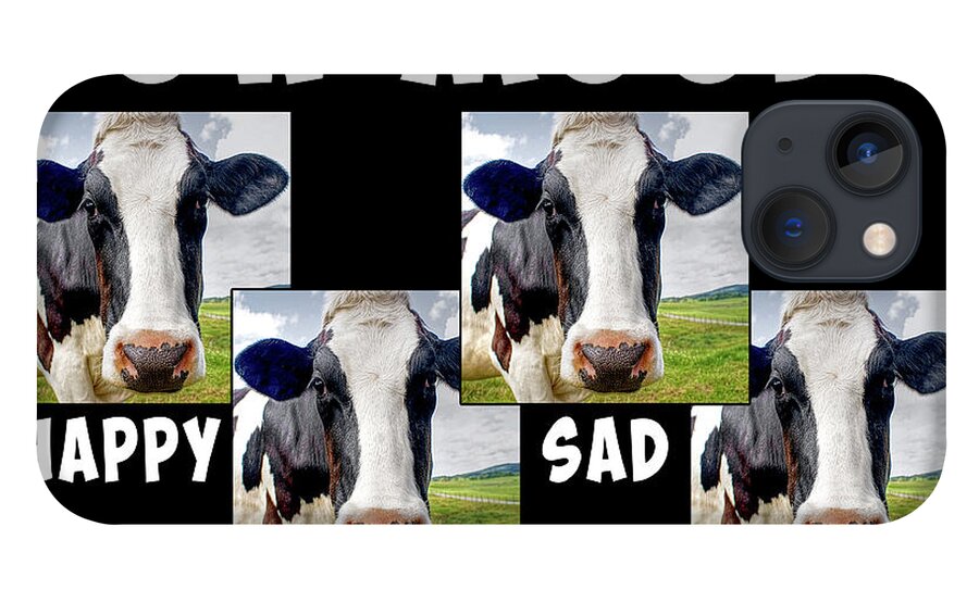 Cow iPhone 13 Case featuring the mixed media Cow Moods by Dave Lee