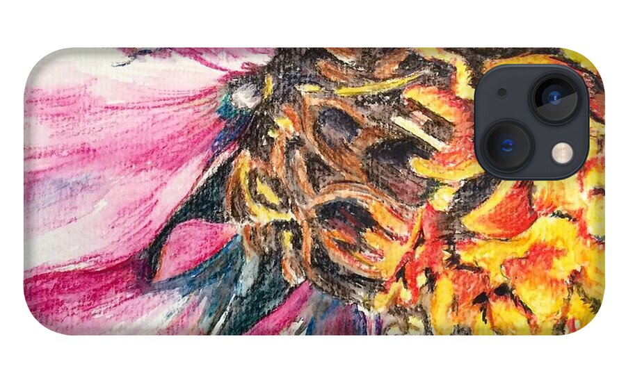 Macro iPhone 13 Case featuring the drawing Crazy Top by Vonda Lawson-Rosa
