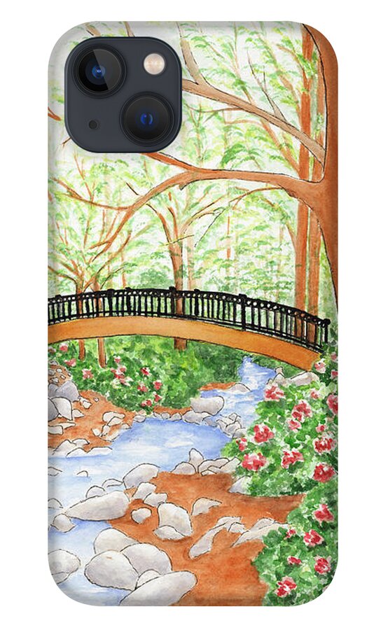 Lithia Park iPhone 13 Case featuring the painting Creek Crossing by Lori Taylor