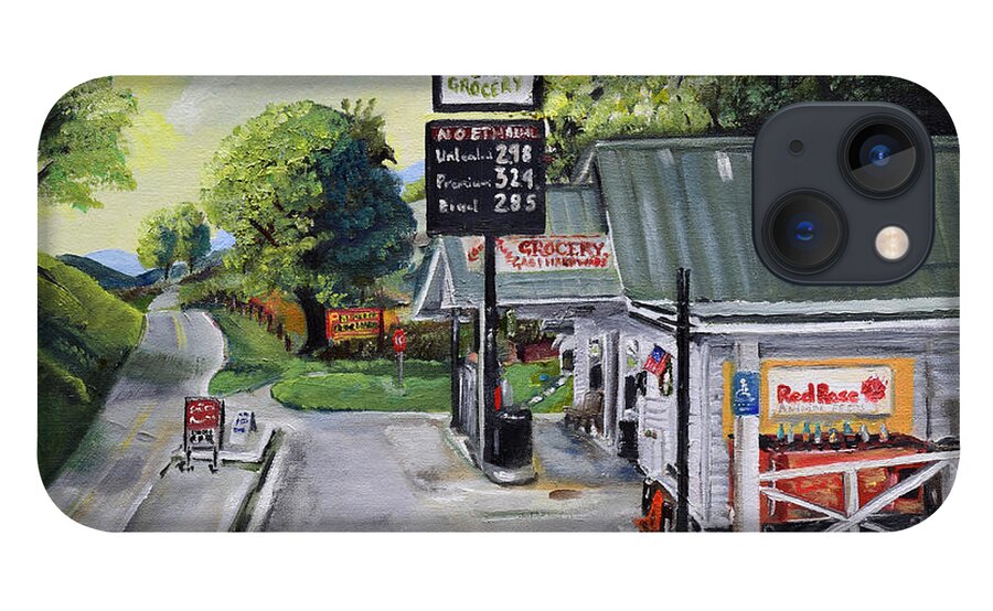 Crossroads Grocery iPhone 13 Case featuring the painting Crossroads Grocery - Elijay, GA - Old Gas and Grocery Store by Jan Dappen