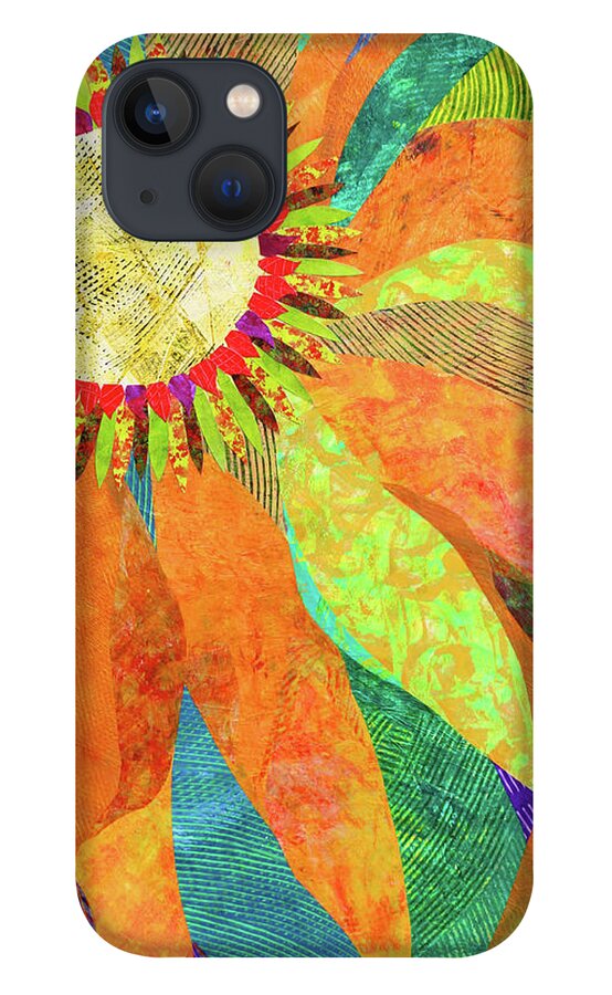 Collage iPhone 13 Case featuring the painting Crown of Petals by Polly Castor