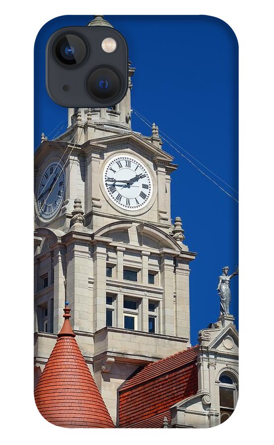 Dallas County Courthouse Clock Tower Adel Iowa iPhone 13 Case featuring the photograph Dallas County Courthouse Clock Tower 1386 by Ken DePue