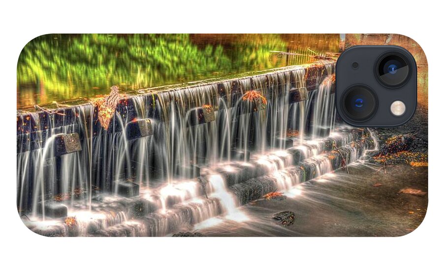 River iPhone 13 Case featuring the photograph Dam at the Upper Mill Yard by Steve Brown