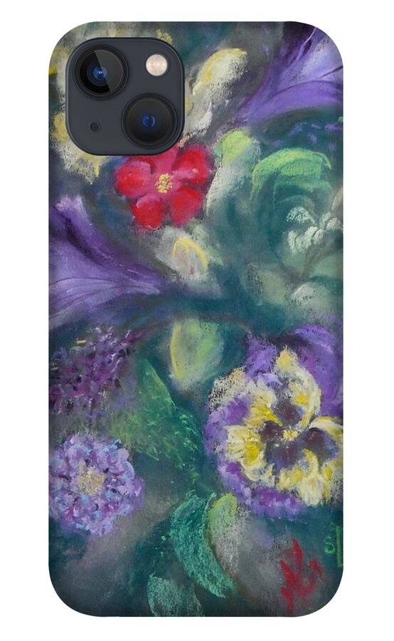 Flowers Pansies Snapdragons iPhone 13 Case featuring the pastel Dance of the Flowers by Sandra Lee Scott