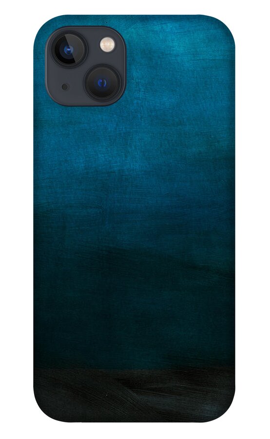 Blue iPhone 13 Case featuring the mixed media Deep Blue Mood- Abstract Art by Linda Woods by Linda Woods