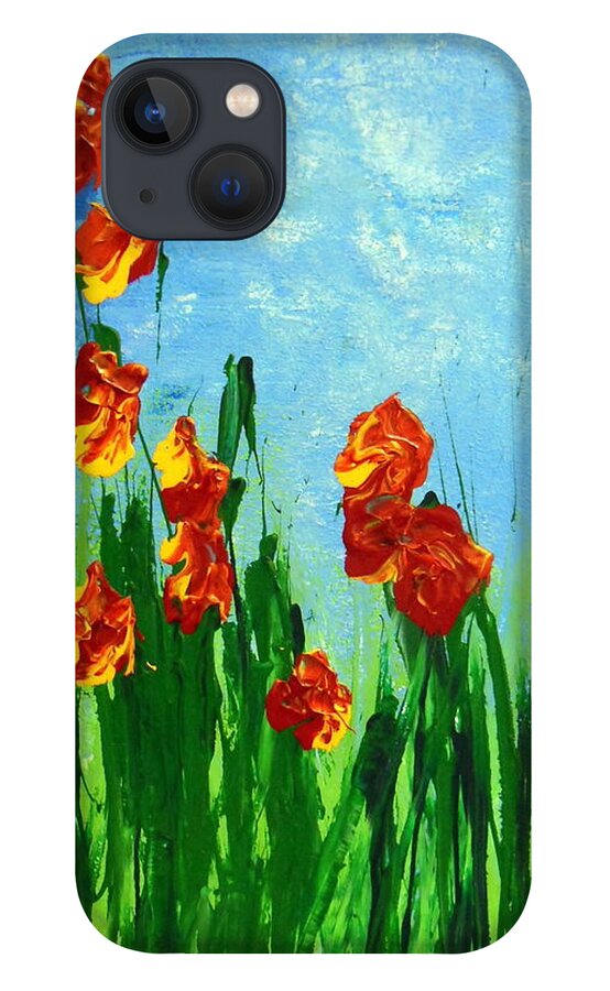 Vibrant Colorful Flowers iPhone 13 Case featuring the painting Deep Breaths by Aimee Bruno