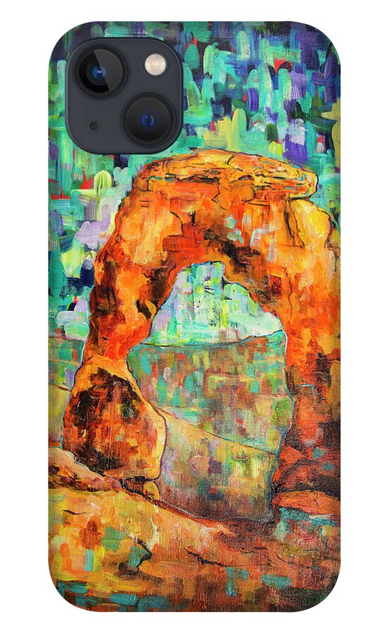 Delicatearch iPhone 13 Case featuring the painting Delicate Arch as an Impression by Sally Quillin